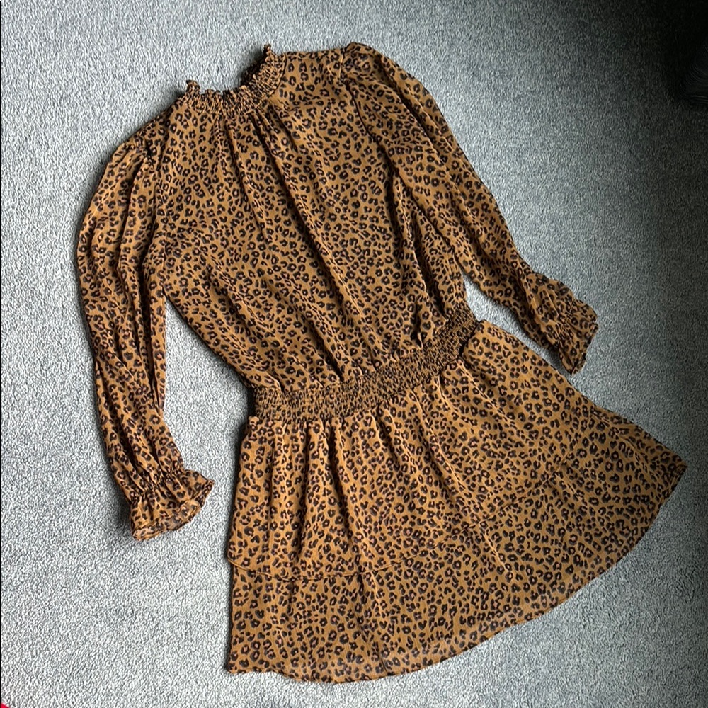 Express Leopard Cheetah Print Long Sleeve Dress small
